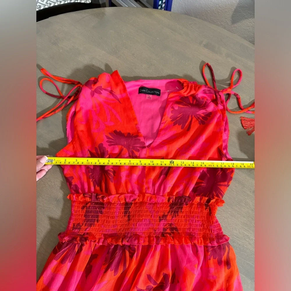 Red Pleated Tie Front Maxi Sundress - Picture 13 of 13